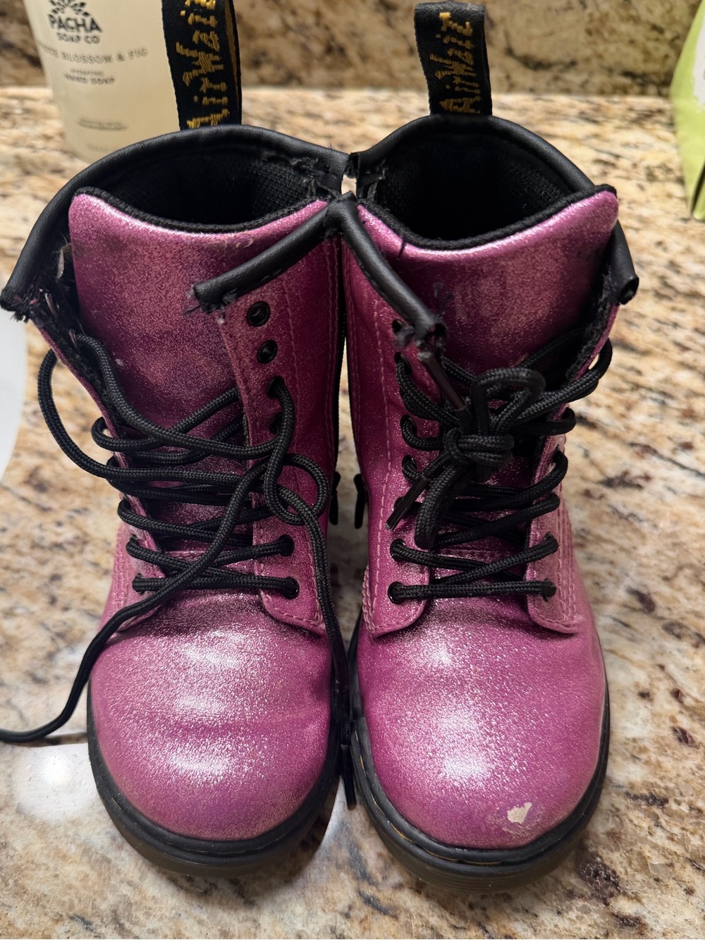 Dr. Martens Kids Shimmer Lace-Up Boots in Pink